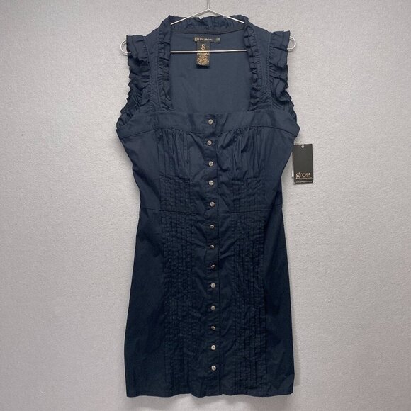 Grass Collection Dress Womens Medium Black Sleeveless Ruffle Pleated - Picture 1 of 10